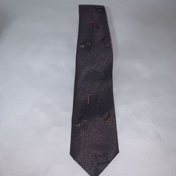 Men’s Vintage Paco Rabanne Luxury Neck Tie Burgundy Silk Italy Patterned - Picture 1 of 9